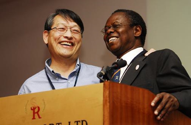 Dr. Omaswa at the First Global Forum on Human Resources for Health in March 2008, Kampala, Uganda.