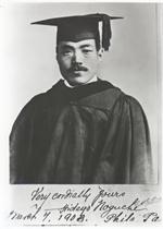 Hideyo in academic gown