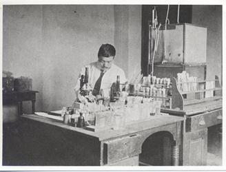 Hideyo in a laboratory