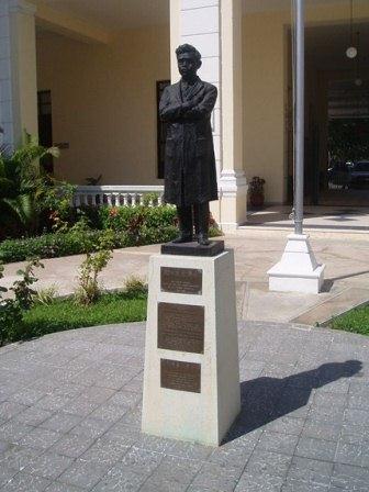The bronze statue of Dr. Hideyo Noguchi presented to O’Horan Hospital