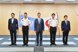 国連南スーダン共和国ミッション(UNMISS)第14次司令部要員(情報幕僚、施設幕僚)帰国式の画像