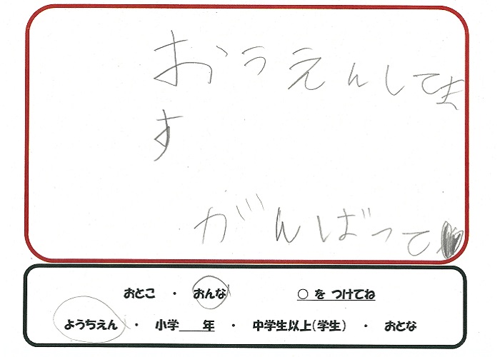 来場者の方々から寄せられた応援メッセージの一部紹介