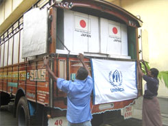Transporting of supplies by trucks