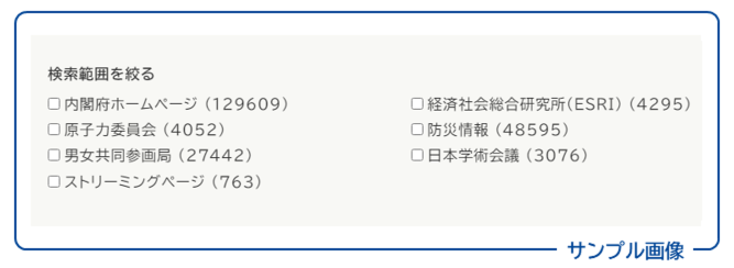 画面イメージ：サイト名の一覧とチェックボックス